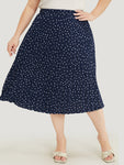 Polka Dot Pocket Pleated Skirt