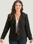 Plain Suit Collar Texture Button Up Blazer