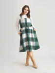 Plaid Print Elasticized Waistline Dress