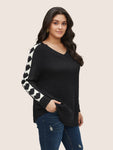 Supersoft Essentials Heart Patchwork V Neck Raglan Sleeve Pullover