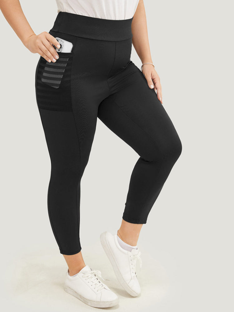 

Plus Size Women Dailywear Plain Very Stretchy Skinny High Rise Pocket Casual Leggings BloomChic, Black