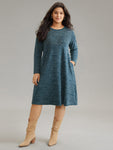 Long Sleeves Sequined Pocketed Dress