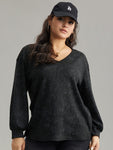 Waffle Knit Heather V Neck T shirt