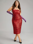 Halloween Sequin Split Hem Shoulderless Dress