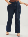 Bootcut Slightly Stretchy High Rise Dark Wash Belted Jeans