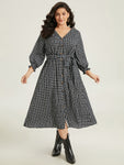 Checkered Gingham Print Pocketed Dress
