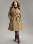 Plain Pocket Belted Lapel Collar Tunic Coat