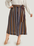 Striped Ties Elastic Waist A-line Skirt