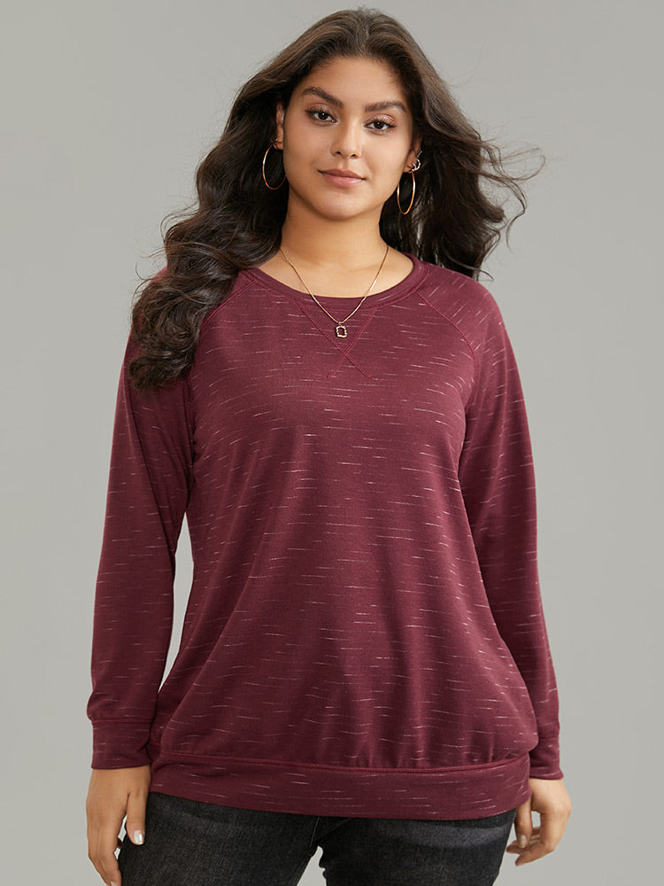 

Plus Size Women Everyday Plain Plain Regular Raglan sleeve Long Sleeve Round Neck Casual Sweatshirts BloomChic, Burgundy