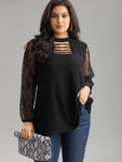 Halloween Eyelet Lace Cut Out Mesh Blouse