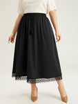 Lace Insert Pocket Ties Tassel Skirt