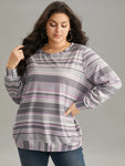 Striped Print Round Neck Sweatshirt