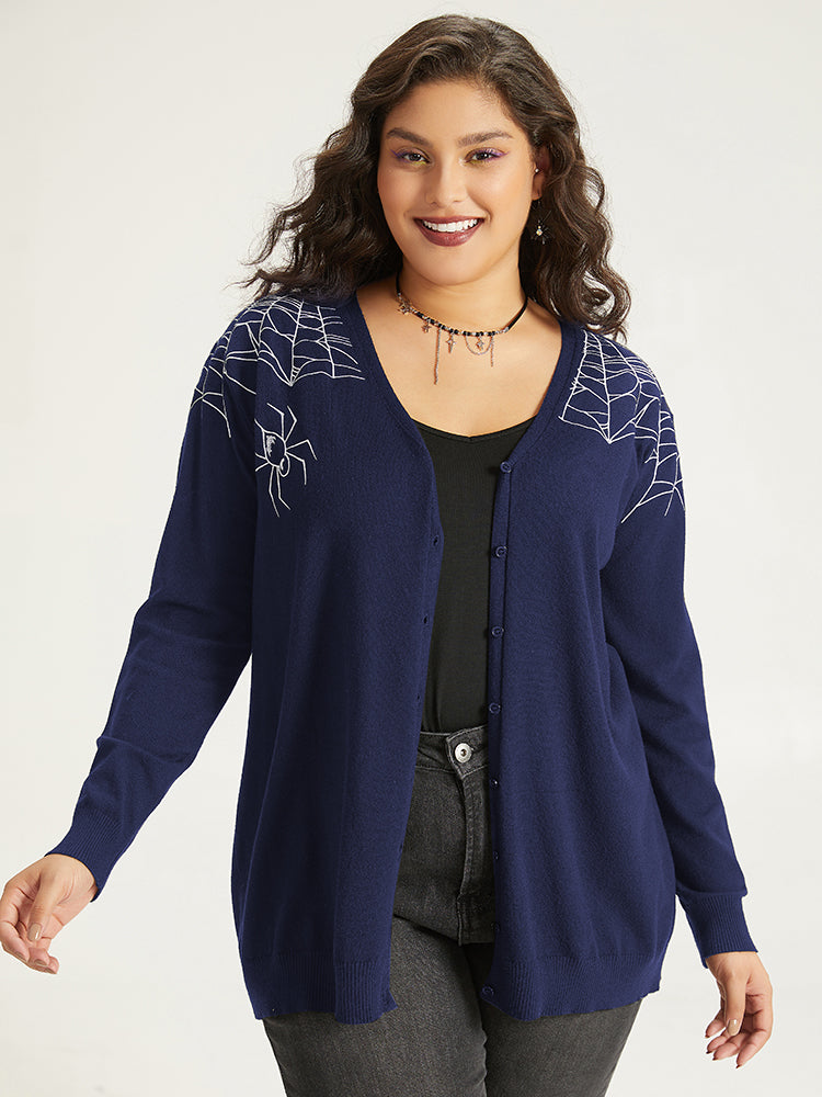 

Cardigans | Supersoft Essentials Halloween Spider Web Button Through Cardigan | BloomChic, Indigo