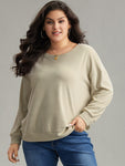 Heather Plisse Elastic Hem Sweatshirt