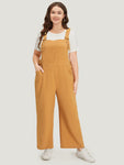 Solid Patched Pocket Overall Cami Jumpsuit