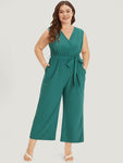 Supersoft Essentials Plain Surplice Neck Belted Jumpsuit