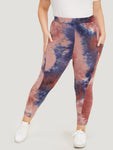 Womens Pocketed Tie Dye Print  Leggings by Bloomchic Limited