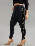 Snowflake Glitter High Rise Skinny Leggings