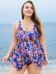 Floral Print A Line Hanky Hem Tankini Top