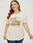 Playing Card & Cactus Print Heather T shirt