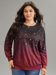 Ombre Star Print Round Neck Sweatshirt