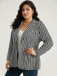 Anti wrinkle Houndstooth Button Up Suit Collar Blazer