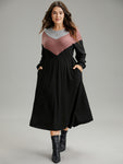 Colorblocking Pocketed Knit Dress
