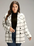 Anti wrinkle Plaid Double Breasted Suit Collar Blazer