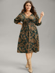 Shirred Pocketed Floral Print Dress