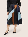 Colorblock Contrast Pocket Cropped Skirt