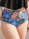 Tropical Print High Waist Ruched Detail Bikini Bottom