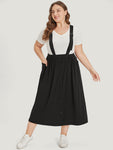 Adjustable Straps Button Detail Elastic Waist Suspender Skirt