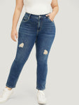 Straight Leg Very Stretchy High Rise Medium Wash Jeans