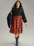 Plaid Print Dress With Ruffles