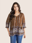 Bandana Print Tassels Ties Flutter Sleeve Blouse