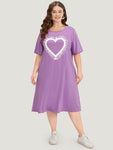 Supersoft Essentials Heart Print Pocket Crew Neck Dress