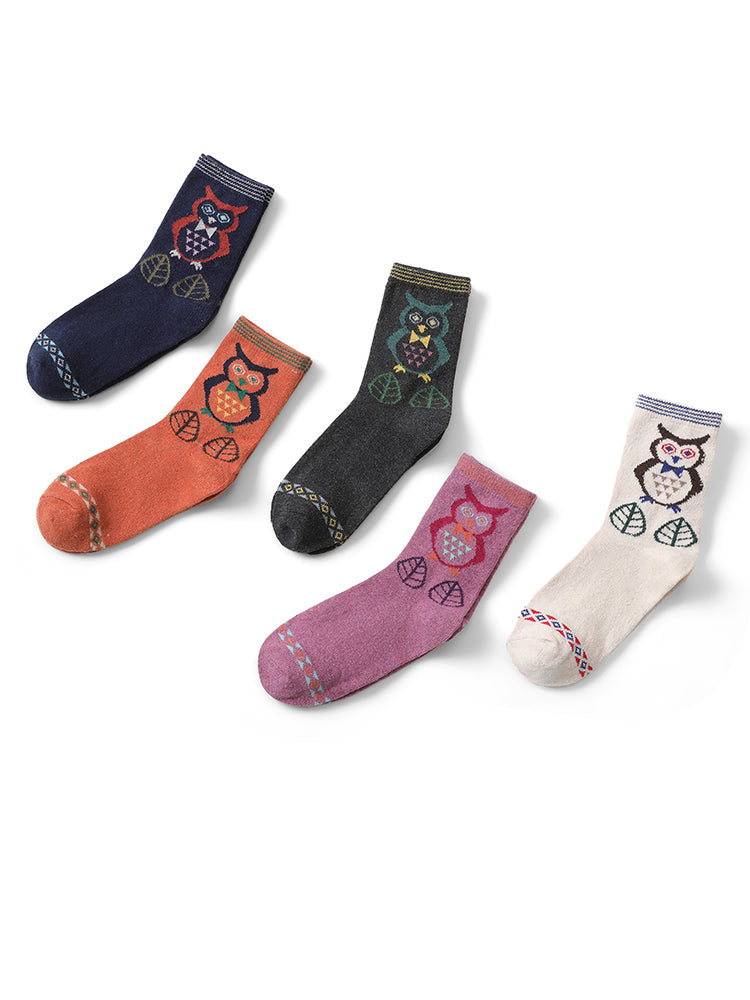 

Plus Size Socks Tights | 5 Pairs Owl & Geo Pattern Socks Tights | BloomChic, Multicolor