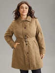 Quilted Eyelet Belted Zipper Fly Cotton Jacket