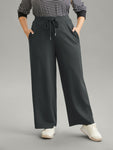 Plain Wideband Waist Drawstring Pants