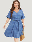 Pocketed Batwing Sleeves Dress