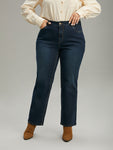 Zipper Fly Straight Leg High Rise Jeans