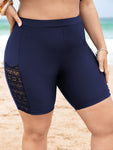 Lace Insert High Waist Swim Shorts