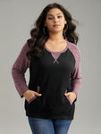 Heather Stitch Pocket Raglan Sleeve Sweatshirt