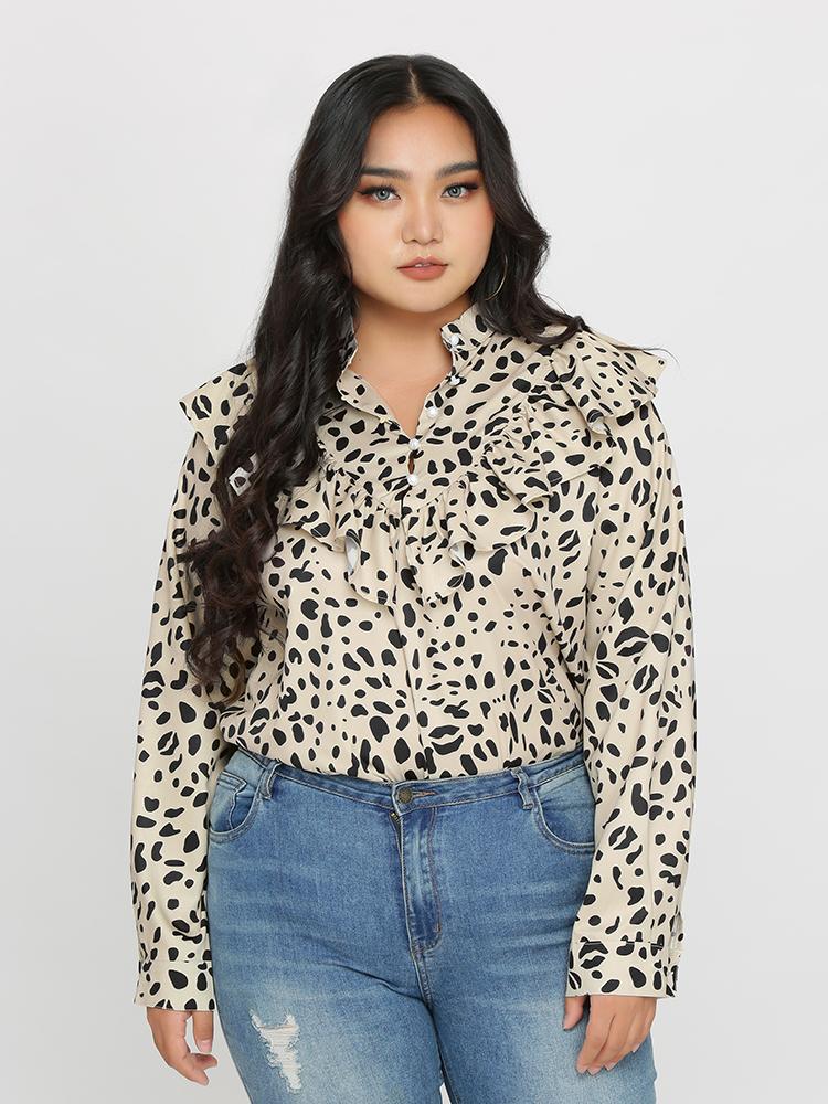 leopard ruffle blouse