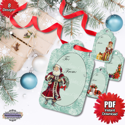 Christmas Gift Tag Printable, Vertical Tags, Instant Download - Artful Life  Designs