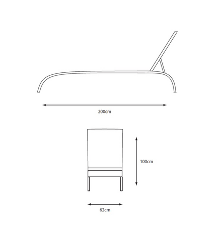 Leisure Grow Monte Carlo Stone Sunlounger Stone Grey Size Diagram