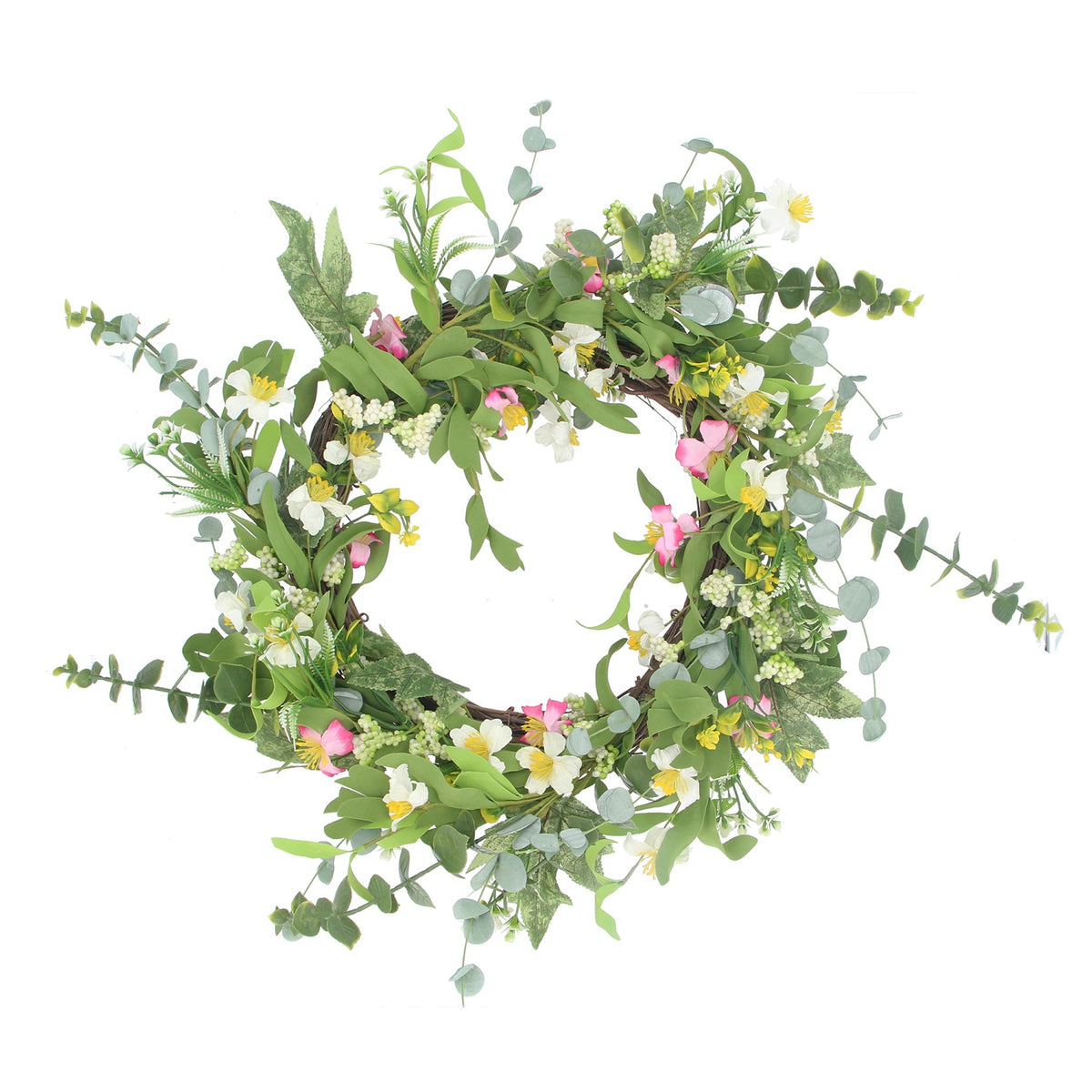 Gisela Graham - Spring Wildflowers & Eucalyptus Wreath - 50cm ...
