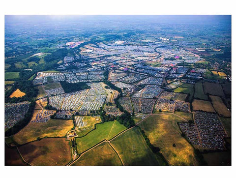 the Glastonbury festival grounds seen from above