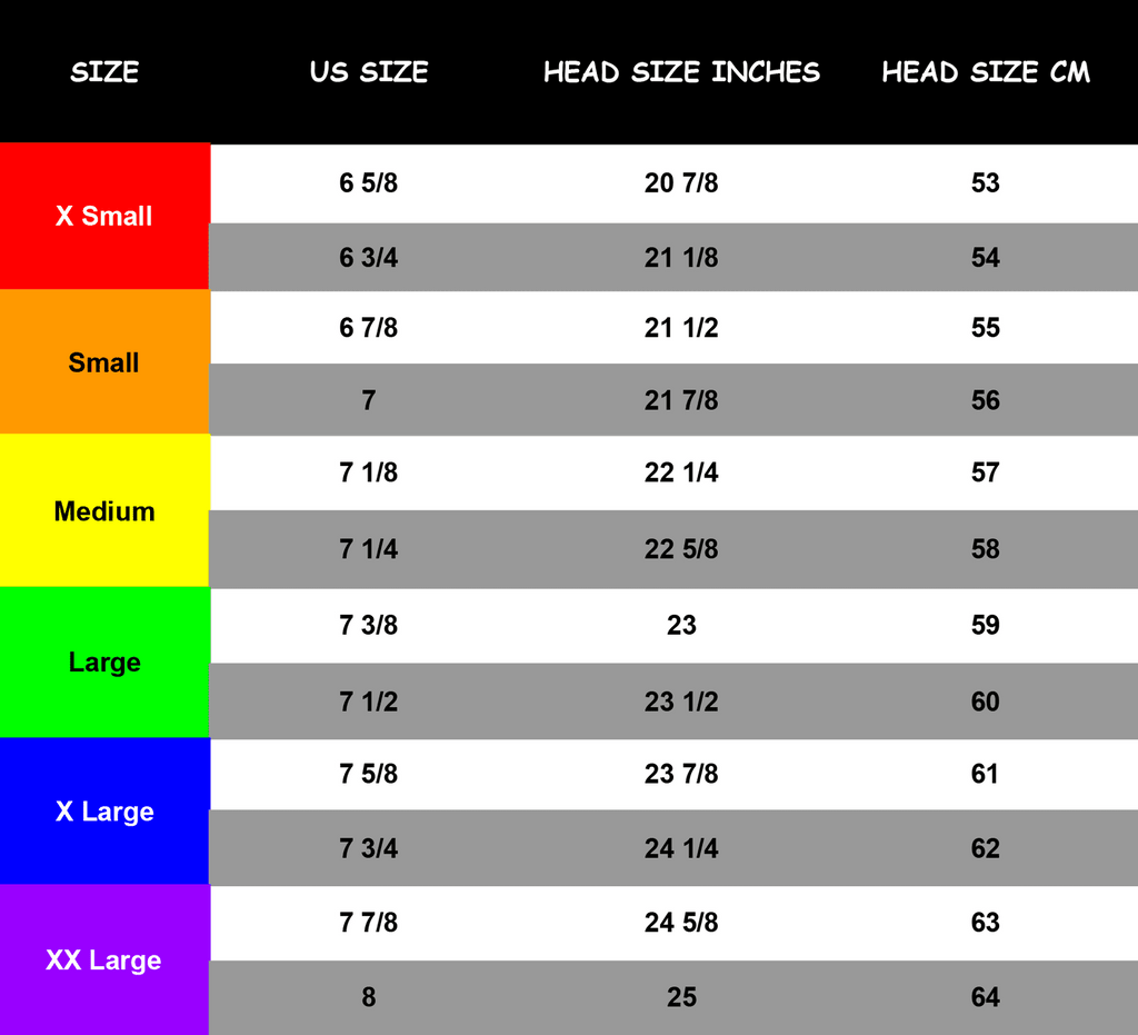 LOVE KHAOS HAT SIZE CHART