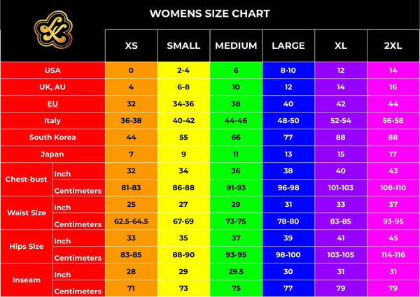 Love Khaos' womens size chart